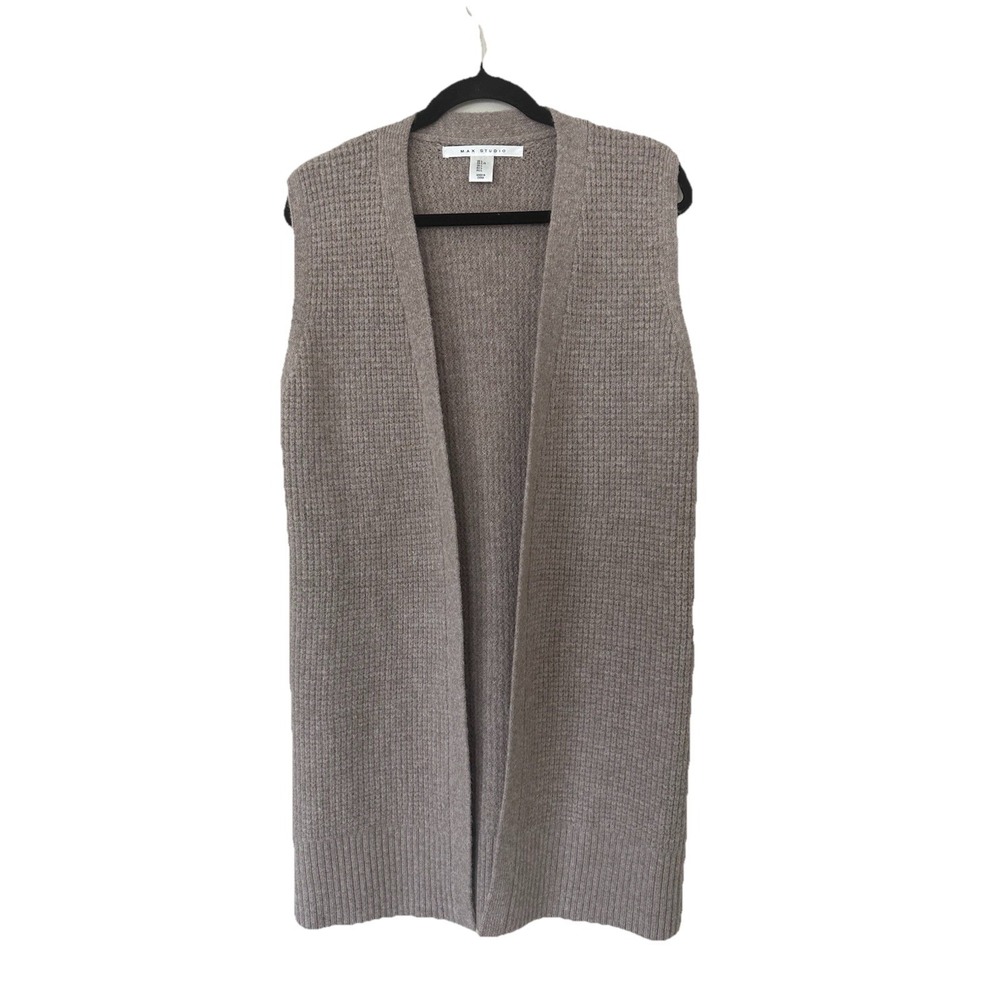 Max Studio Capsule Merino Wool Blend Sweater Vest Cardigan Duster Size Large
